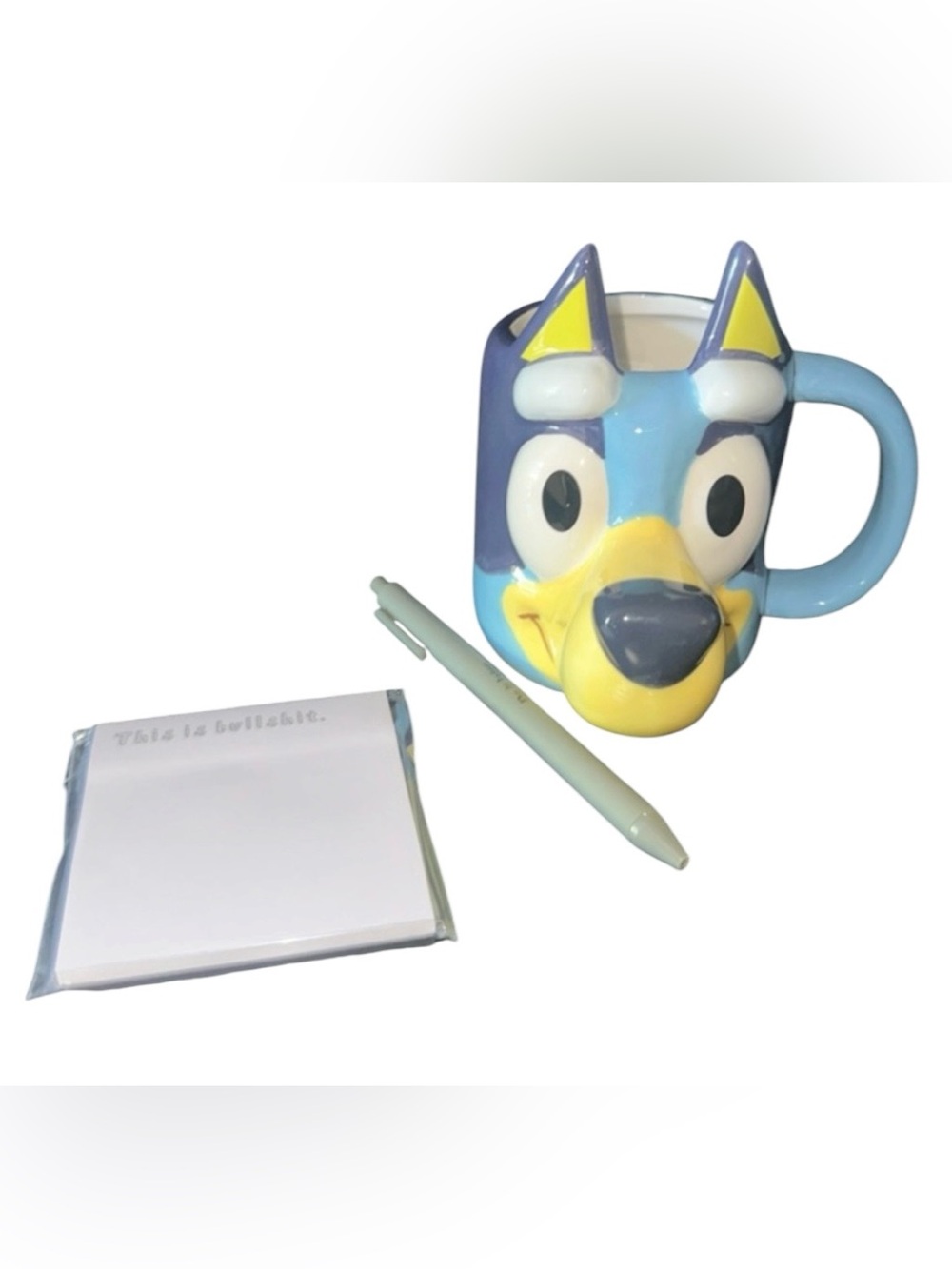 3 pc set!!! Cute Bluey Dad (Bandit) 15oz mug, notepad & funny pen